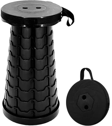 imuounl Portable Folding Stool Lightweight Yet More Sturdy，Telescopic stool with Load Capacity 180KG, Retractable Plastic Foldable Collapsible Stool for Camping, BBQ, Fishing & Hiking (Black)