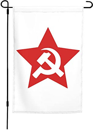 Bandiera da giardino con falce e martello comunista dell'URSS, 12x18 pollici, bifacciale, piccola, decorativa.
