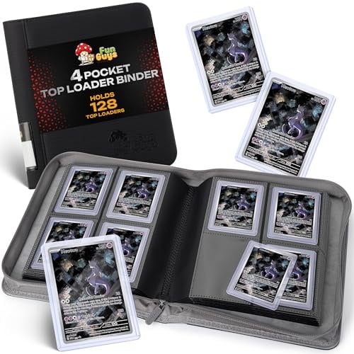 FunGuys Classeur à chargement par le haut, 128 classeurs Pokémon à 4 poches, collection de cartes, MTG, TCG, dossiers pour cartes à collectionner