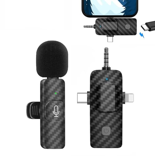 Kabelloses Lavalier-Mikrofon, Professionelles Ansteckmikrofon für iPhone/Android/Kamera, Plug & Play mit Rauschunterdrückung, USB-C, für Videoaufnahmen, Vlogs, TikTok, YouTube