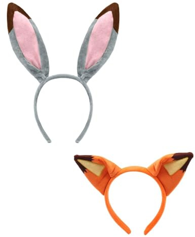 UYRVAPE 2pcs Serre Tête Oreille de Lapin Renard, Peluche Bandeau Animal Oreilles pour Enfants Adultes, Lapin Costume Accessoire pour Halloween Accessories de Costume Fête Carnaval cosplay