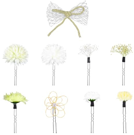 Garneck Set 9 Pezzi Copricapo Kimono Floreale Giapponese Fiori Eterni Ornamenti Chioma per Ragazza Accessori Decorativi per Acconciature Tradizionali