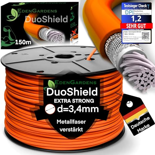 EdenGardens Mähroboter Begrenzungskabel 150m Duo Shield 3,4mm Ø EXTRA Strong 4-Schicht Panzerung mit Stahlgeflecht Begrenzungskabel bissfest & spatenfest für Rasenmäher Roboter Begrenzungskabel