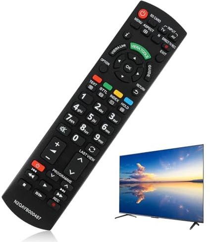 Mando A Distancia Universal Compatible con Televisores Panasonic Viera Smart TV HD, LCD, LED Y Plasma Sustituto Mando Original con Botones Netflix, My App Y Viera Link