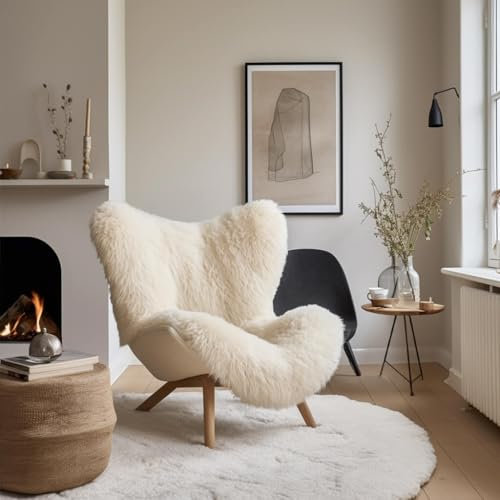 Hollert Lammfell Champagner 90-100 cm echtes Merino Schaffell kuschelig weich Teppich ökologische Gerbung von Deutschen Schäfereien Naturform Dekofell