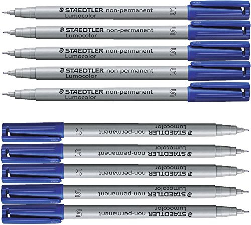 10 Feinschreiber Lumocolor Für Overhead-Projektion und fast alle Flächen in Strichstärken S/F/M/B permanent bzw non permanent (blau, S non-permanent 311)