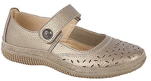 Boulevard Womens/Ladies Wide Fitting Touch Fastening Perforated Bar Shoes