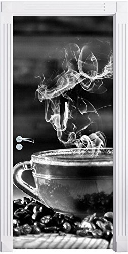 Stil.Zeit Möbel Monocrome, Coffee Kaffeebohnen Kaffee Kuchen als Türtapete, Format: 200x90cm, Türbild, Türaufkleber, Tür Deko, Türsticker
