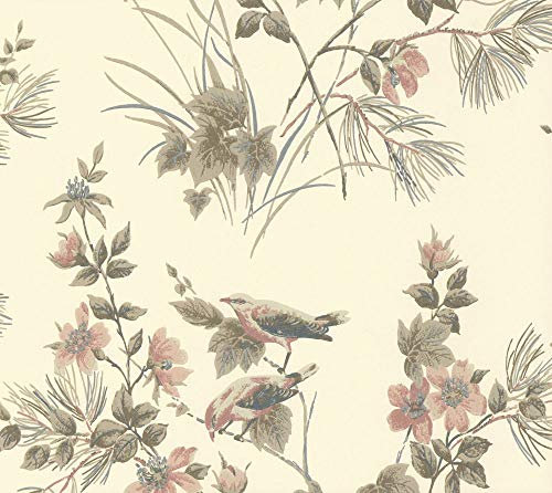 1601-100-03 - Rosemore Trees Birds Cream Neutral 1838 Wallpaper