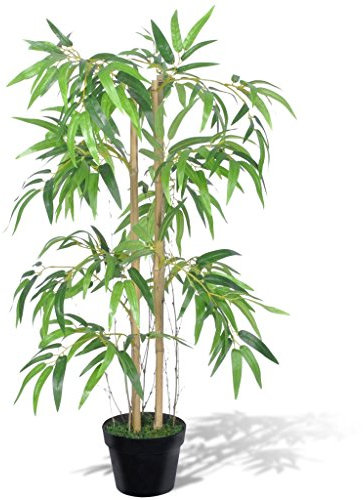 Festnight Kunstpflanze Zimmerpalme Künstliche Bambusbaum mit Topf 90cm