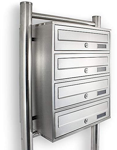 Edelstahl Stand-Briefkastenanlage Postkasten Letterbox Mailbox mit 4 Fächer