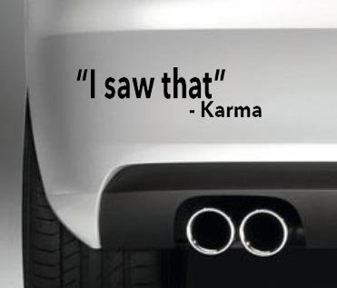 South Coast Stickers I Saw That Karma Sticker Funny Bumper Sticker CAR Van 4X4 Window PAINTWORK Decal Euro Laptop Drive