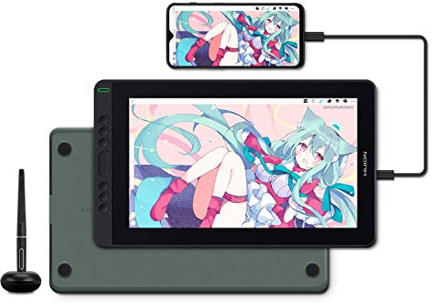 HUION Kamvas 13 Tableta Gráfica con Pantalla, Tableta Digitalizadora con Monitor de 13,3 Pulgadas, 120% sRGB Gamut, con presión de 8192 Niveles, Optima para Oficina en Casa y e-Learning, Verde