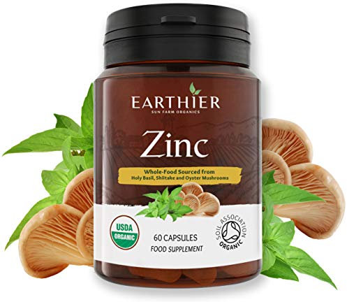 Organic Zinc Whole Food Supplement Certified by Soil Association - 1 Month Supply - Vegan