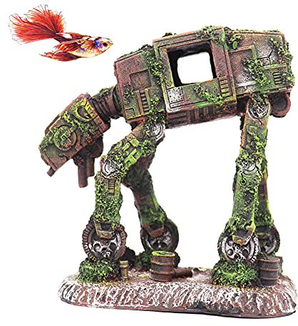 Ulifery Star Wars Aquarium Decorations, Cool Walking Land Tank Aquarium Ornament, Alien Fish Robot Dog Tank Decorations for Betta, Small