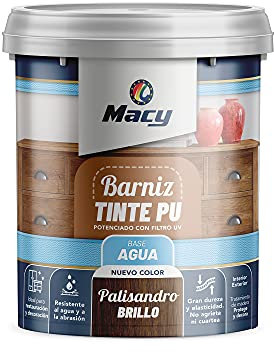 Macy Barniz Tinte Poliuretano Brillo para Interior con Gran Resistencia. 375 Mililitros. Color Palisandro