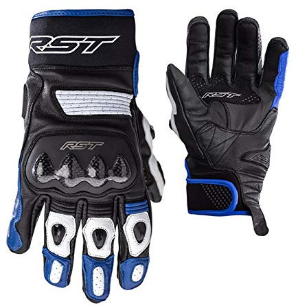RST Freestyle 2 CE Mens Leather Motorcycle Gloves (Black, Blue, White, XL)
