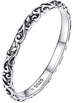 Lorrifal 925 Sterling Silber Handgemachte Mode Retro Damen Einfacher Dünner Ring Versprechen Liebe für Sie | 2 mm Breite Comfort Fit Multi Größe 5 bis 9