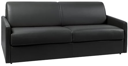 Vente-unique Schlafsofa 4-Sitzer - Liegefläche: 160 cm - Matratzenhöhe: 14 cm - Kunstleder - Schwarz - CALIFE