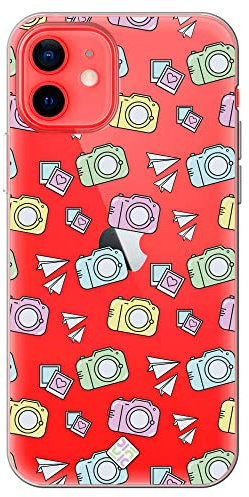 Movilshop Case for [ iPhone 12 Mini ] Authentic Drawing [ Camera Icons ] Flexible Silicone Gel Case Cover for Smartphone.