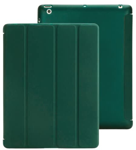 TwoStop Étui en Cuir magnétique Intelligent pour Apple iPad 2/3/4 d'ancienne génération – Compatible avec Le modèle n° A1219-A1337-A1395-A1396-A1397-A1403-A1416-A1430-A1458-A1459-A1460 (Vert