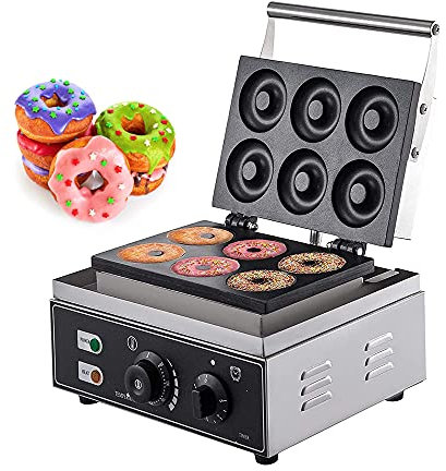 Professional Donut Maker,1550W Doughnut Machine,with 6 Holes 50-300℃ Doughnut Baking Mould Waffle Doughnut Maker Donut Fryer for Business Bakery