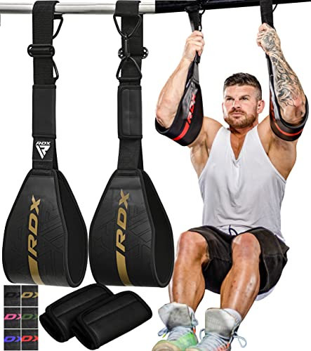 RDX AB Correas, Correas de eslingas, cuero de piel maya resistente para levantar piernas, entrenamiento abdominal, entrenamiento colgante, culturismo, equipo de fitness para hombres y mujeres