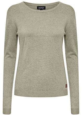 OXMO OXEdda Damen Strickpullover Feinstrick Pullover mit Rundhalsausschnitt, Größe:XXL, Farbe:Seagrass Melange (1660081)