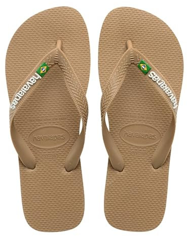 Havaianas Unisex Brasil Logo Flip Flops, Rose Gold, 5 UK