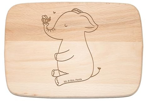 Mr. & Mrs. Panda Frühstücksbrett Elefant Biene - Geschenk, Schneidebrett Holz, lustige Sprüche, Liebe, Liebesbeweis, Tiere, Gute Laune, Küchenbrett,