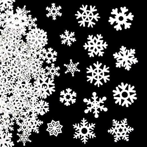 VEGCOO 120 Stücke Holz Weihnachtsdeko Schneeflocken, Weihnachten Tischdeko, Weihnachtsanhänger Holz, Basteln Weihnachten, Schneeflocken Holzscheiben Streudeko für DIY Tischdeko Schnee Deko