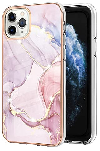 COTDINFOR Compatible with iPhone 11 Pro Max Case Marble Shiny Shockproof Anti-scratch Soft Slim Silicone Flexible TPU Bumper Shell Protective Phone Cover for iPhone 11 Pro Max Rose Gold IMD YB.