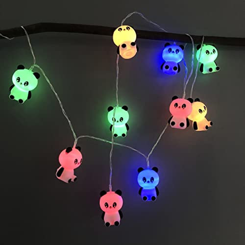 Niedlich Panda-Lichterketten,Farbiges Licht Panda Dekoratives Nachtlicht Wasserdichte Gartenglockenspiele für Terrasse Weihnachten Hochzeit Kinderzimmer Dekoration (Batteriebetriebene-10LED)