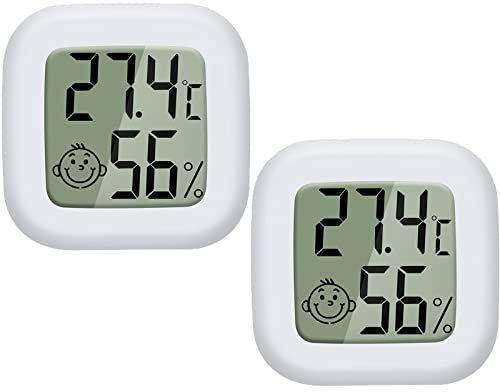 PAIRIER 2 pièces Mini LCD Thermomètre Hygromètre Interieur Termometre Maison Convient pour Les Chambres D'enfants,Les Chambres de Personnes âgées etc (Pile NON incluse)