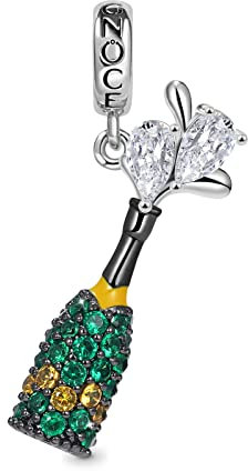 Orecchini , orecchini a bottone in argento Ciondoli pendenti con calici da cocktail scintillanti for braccialetti Ciondolo pendente in argento sterling 925 con pietre CZ colorate Collana con bracciale