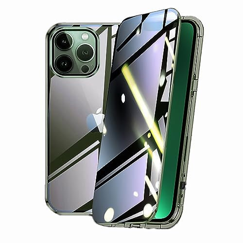 Privacy Case for iPhone 11 Pro Max Magnetic Cover,Anti-peep Tempered Glass Double-sided Case Built-in Camera Protector,Metal Bumper 360 Full Cover Anti-Spy Phone Case for iPhone 11 Pro Max 6.5,Green