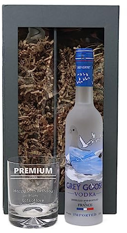 Personalised Dimple Glass Tumbler & Bottle of Vodka - Premium Vodka Design (Original Goose Vodka 35cl, Presentation Gift Box)