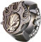 JewelryWe Ringuhr Fingeruhr Herren Totenkopf - Bronze Vintage Flamme Teufel Dämon Analog Quarz Elastisch Edelstahl Ring Uhr Männer Fingerringuhr Uhrenring für Halloween Vatertag