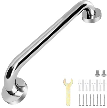 sunzone Barra de Seguridad para Baño,30cm Pasamano Acero Inoxidable,Barras De Seguridad Apoyo Pasamano,Seguridad para Baño para Discapacitados,Barra de Agarre para Bañera o Ducha