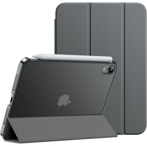 JETech Hülle für iPad mini (A17 Pro, 2024 Modell, 7. Generation) / mini 6 (2021 Modell, 6. Generation), Dünn Ständer Harter Rücken Abdeckung Schutzhülle mit (Space Grau)
