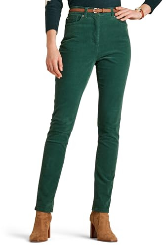Amber Ladies Jeans with Elasticated Back Waist Jeans for Women Stretch Cord Green 10 Extra Short