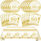 41 PCS Gold 60th Party Tableware - Cheers to 60 Years Paper Plate Napkin Tablecloth for Men Women 60th Birthday Anniversary