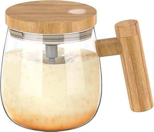 400ml Self Stirring Mug 7000rpm High Speed Electric Mixing Cup,Self Stirring Coffee Mug with Storage Handle, Portable Automatic Glass Mixing Coffee Mug for Home Office Coffee Milk(Transparent)