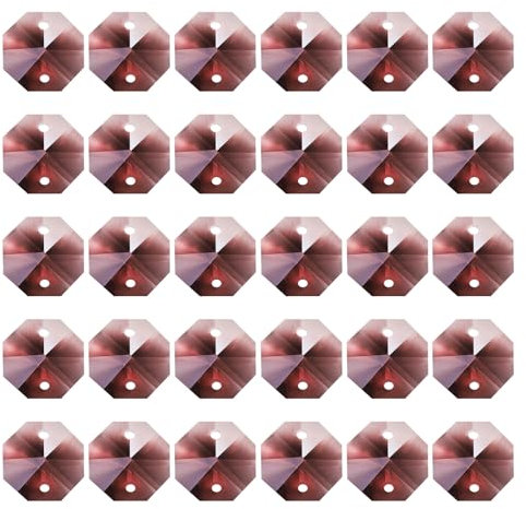 PATIKIL Abalorios de Cristal K9 en Forma de Octágono con 2 Agujeros, Paquete de 60 Unidades de 14 mm, Piezas de Prismas de Lámpara de Araña, Color Morado