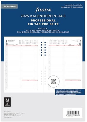 Filofax A5 Professional 1 Tag auf einer Seite (deutsch)2025