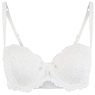 VIVANCE Damen Balconette-BH mit Spitze und süßen Details, herausnehmbare Kissen, vorgeformte Cups, romantische Dessous