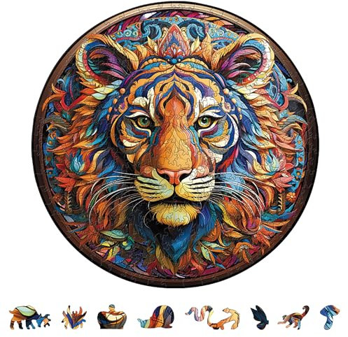 LUMIN TUTU Holzpuzzle Erwachsene, Holzpuzzle mit Holzbox & Wooden Puzzle 200pcs, Einzigartiges Spielzeug für Liebhaber des Puzzles und Kinder, Perfekt für Dekoration und Geschenke(Tiger, 29 * 29cm)