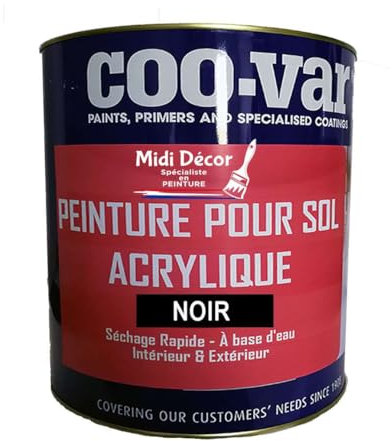 Midi Decor Peinture acrylique pour sols intérieurs et extérieurs en béton et ciment 1L Noir