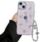 Reownest Compatible with iPhone 13 Case iPhone 14 Case Glitter Clear Cute Bow knot Ribbon Aesthetic Pattern Luxury Design Women Girls Soft TPU Bumper Camera Lens Protection Phone Case +Chain