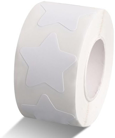Dimeho 500 Stück Weiß Sterne Aufkleber Rolle 2.5cm, Sticker Sterne Selbstklebende Kleine Sterne Etiketten Wasserfest Entfernbar Sternförmige Aufkleber als Belohnung Wandaufkleber fürs Klassenzimmer